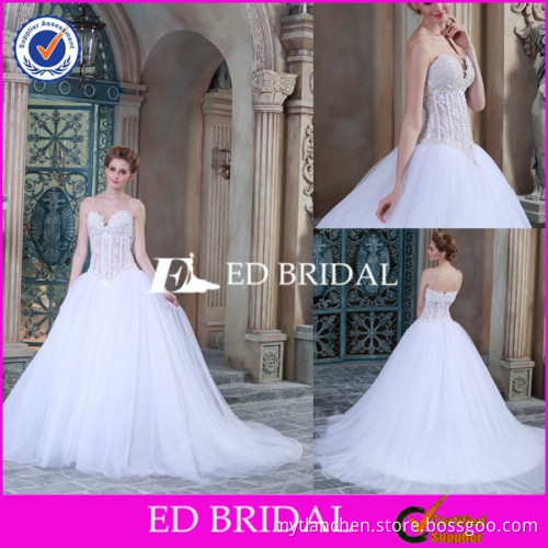 CE1470 Wholesale Elegant Sweetheart See Through Corset Beaded Wedding Dress Patterns